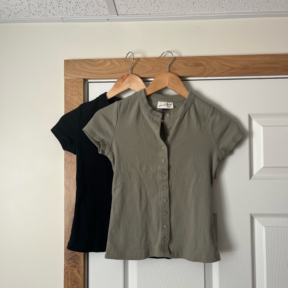 100% Cotton Button Down Henley Tees